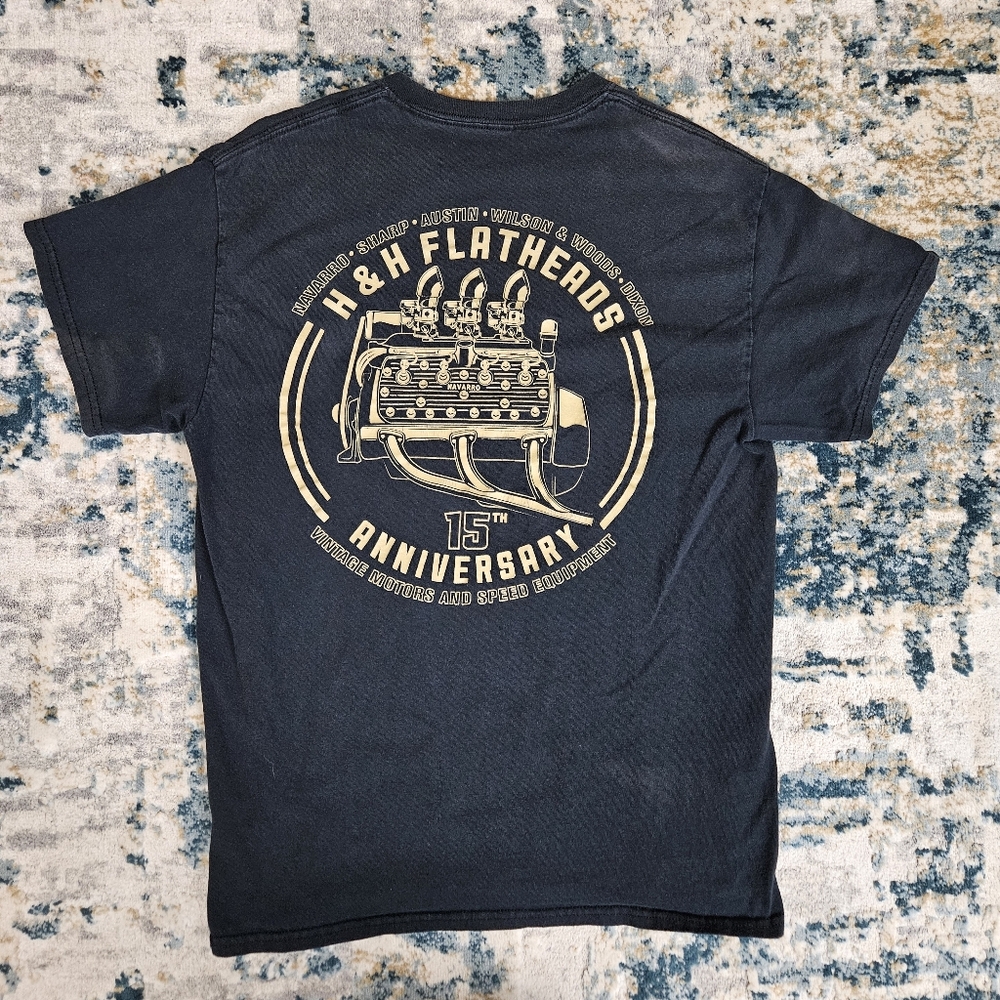 H&H Flatheads T Shirt Men’s M Black Short Sleeve Graphic Hot Rod Greaser